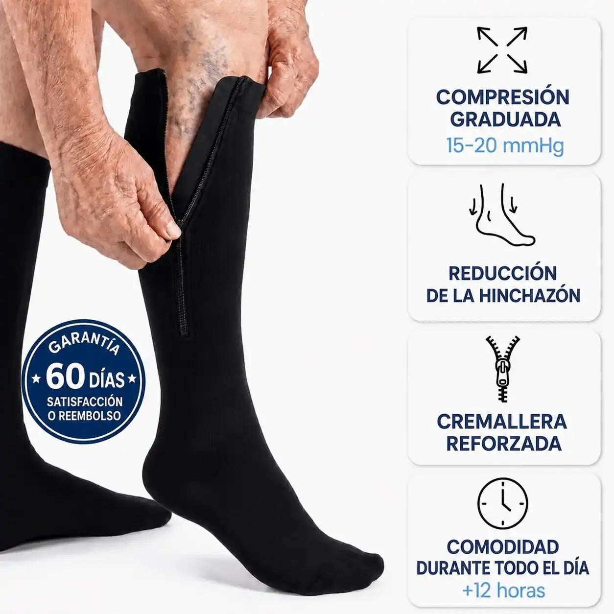 Medias de compresión con cremallera