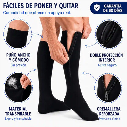 Medias de compresión con cremallera